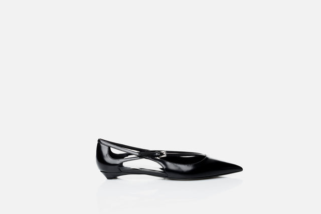 Prada Brushed Leather Cut-out Ballerinas (from the runway)