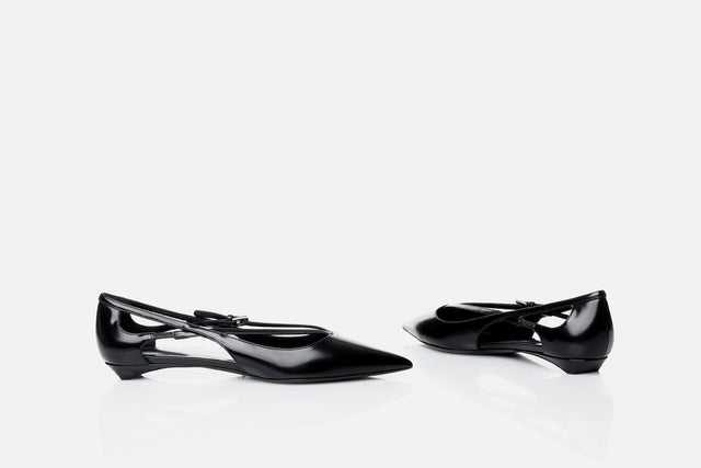 Prada Brushed Leather Cut-out Ballerinas (from the runway)