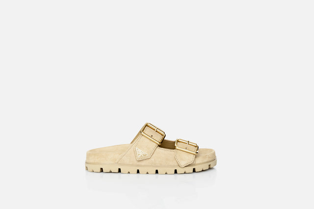 Prada Suede Strap Slides