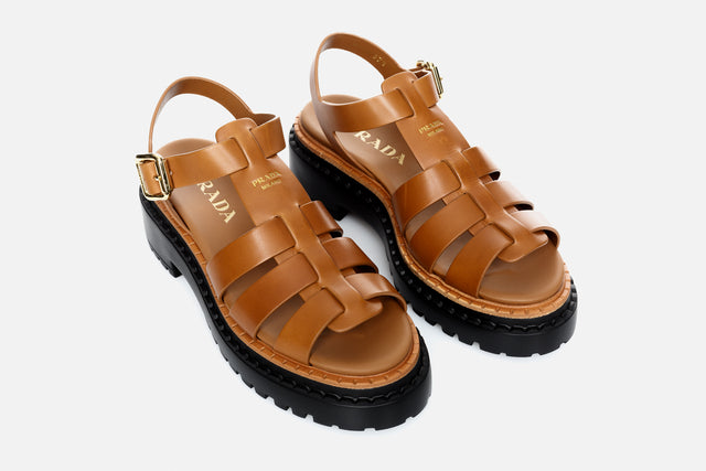 Prada Leather Cage Sandals